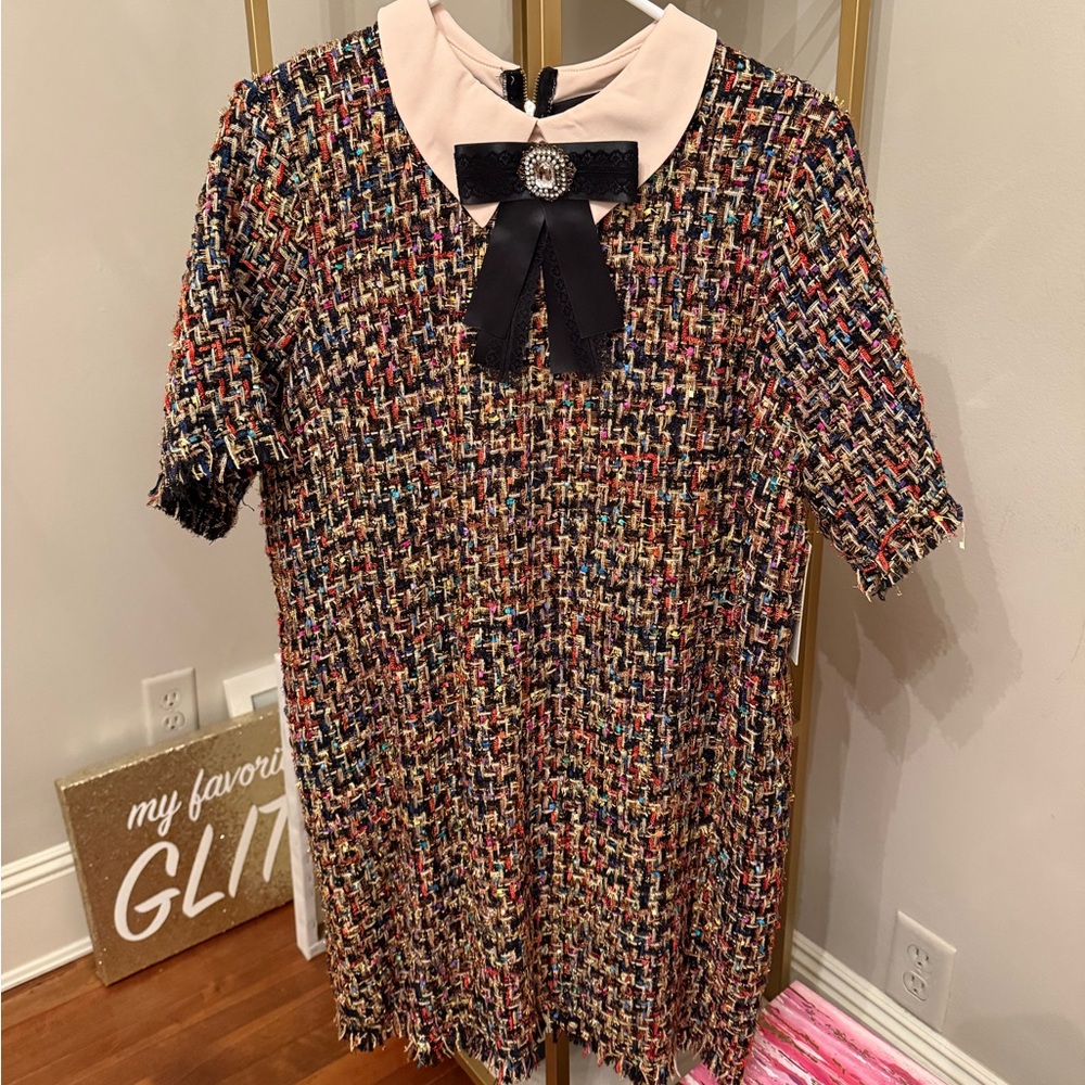 NWT Red Dress Boutique Tweed Collared Dress Size Medium
